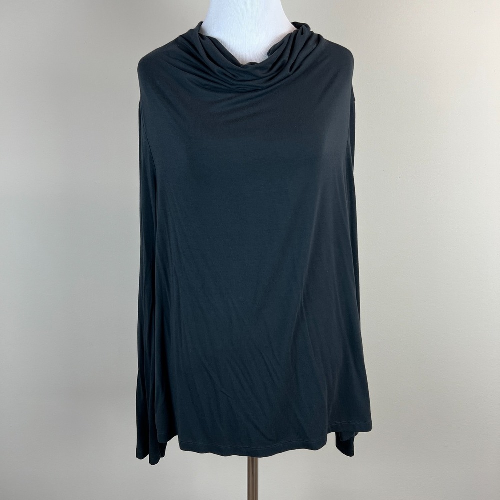 Brooks Brothers Top Womens XL Black Cowl Neck Longโ Sleeve Minimalist Office
